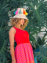 Straw Rainbow Tassel Hat Accessory arcadeshops.com