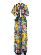 Floral Printed Silk Chiffon Ruffle Dress Dress arcadeshops.com