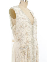 Embellished Ivory Sleeveless Duster Jacket arcadeshops.com