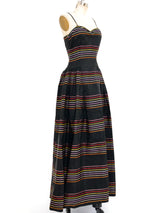 Rainbow Ribbon Striped Taffeta Gown Dress arcadeshops.com