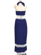 Crochet Panel Pintuck Halter Maxi Dress Dress arcadeshops.com