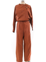 Cognac Leather Jumpsuit Suit arcadeshops.com