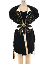 Three Piece Metallic Gold Leather and Suede Ensemble Suit arcadeshops.com