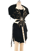 Three Piece Metallic Gold Leather and Suede Ensemble Suit arcadeshops.com