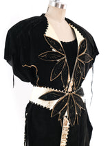 Three Piece Metallic Gold Leather and Suede Ensemble Suit arcadeshops.com