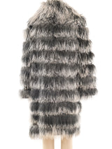 Grey Mongolian Lamb Fur and Vinyl Striped Coat Outerwear arcadeshops.com