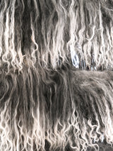 Grey Mongolian Lamb Fur and Vinyl Striped Coat Outerwear arcadeshops.com