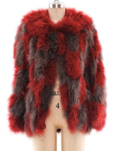 Red and Grey Marabou Feather Jacket Jacket arcadeshops.com
