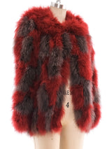 Red and Grey Marabou Feather Jacket Jacket arcadeshops.com
