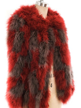 Red and Grey Marabou Feather Jacket Jacket arcadeshops.com