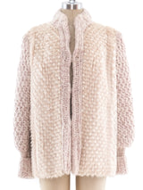 Checker Pattern Rabbit Fur and Knit Jacket Outerwear arcadeshops.com