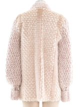 Checker Pattern Rabbit Fur and Knit Jacket Outerwear arcadeshops.com