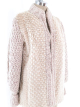 Checker Pattern Rabbit Fur and Knit Jacket Outerwear arcadeshops.com