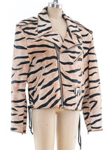 Tiger Motif Leather Motorcycle Jacket Jacket arcadeshops.com