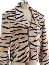 Tiger Motif Leather Motorcycle Jacket Jacket arcadeshops.com