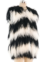 Striped Mongolian Lamb Fur Vest Jacket arcadeshops.com