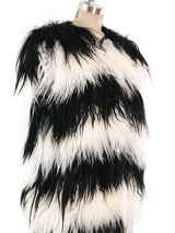 Striped Mongolian Lamb Fur Vest Jacket arcadeshops.com