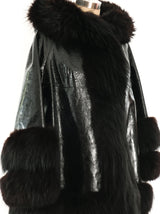 Giorgio Sant'Angelo Fur Trimmed Patent Leather Swing Coat Outerwear arcadeshops.com