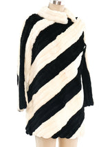 Striped Rabbit Fur Wrap Coat Outerwear arcadeshops.com