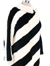 Striped Rabbit Fur Wrap Coat Outerwear arcadeshops.com