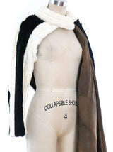 Striped Rabbit Fur Wrap Coat Outerwear arcadeshops.com