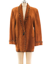 Cognac Suede Whipstitch Jacket Jacket arcadeshops.com
