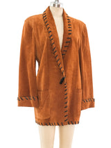 Cognac Suede Whipstitch Jacket Jacket arcadeshops.com