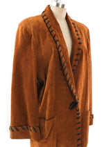 Cognac Suede Whipstitch Jacket Jacket arcadeshops.com