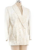 Metallic Dot Printed White Leather Jacket Jacket arcadeshops.com