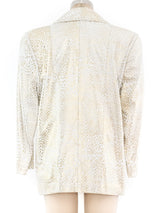 Metallic Dot Printed White Leather Jacket Jacket arcadeshops.com