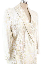 Metallic Dot Printed White Leather Jacket Jacket arcadeshops.com