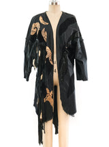 Fringed Leather Jacket with Snakeskin Applique Jacket arcadeshops.com