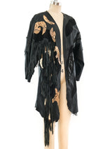 Fringed Leather Jacket with Snakeskin Applique Jacket arcadeshops.com