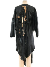 Fringed Leather Jacket with Snakeskin Applique Jacket arcadeshops.com