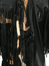 Fringed Leather Jacket with Snakeskin Applique Jacket arcadeshops.com