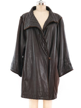 Gucci Chocolate Leather Coat Outerwear arcadeshops.com