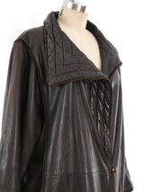 Gucci Chocolate Leather Coat Outerwear arcadeshops.com