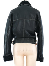 Gianni Versace Lamb Fur Trimmed Leather Jacket Jacket arcadeshops.com