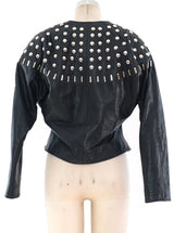 Black Studded Leather Jacket Jacket arcadeshops.com