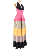 1940's Striped Taffeta Halter Dress Dress arcadeshops.com