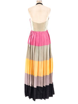 1940's Striped Taffeta Halter Dress Dress arcadeshops.com
