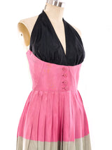 1940's Striped Taffeta Halter Dress Dress arcadeshops.com