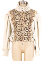 Snakeskin Panel Leather Jacket Jacket arcadeshops.com