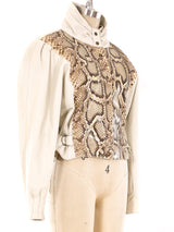 Snakeskin Panel Leather Jacket Jacket arcadeshops.com