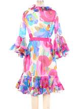 Oscar de la Renta Floral Printed Organza Ruffle Dress Dress arcadeshops.com