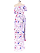 Yves Saint Laurent Bow Printed One Shoulder Dress Dress arcadeshops.com