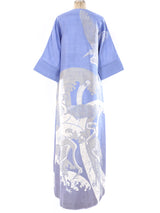 Crane Printed Thai Silk Caftan Dress arcadeshops.com