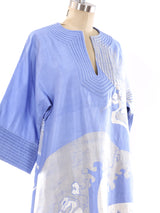 Crane Printed Thai Silk Caftan Dress arcadeshops.com