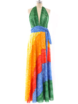 Rainbow Printed Halter Dress Dress arcadeshops.com