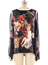Dolce and Gabbana Floral Cherub Printed Blouse Top arcadeshops.com